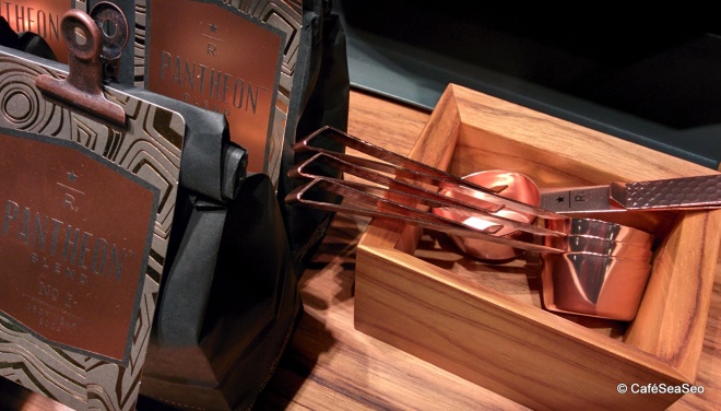 Starbucks Reserve Roastery & Tasting Room - Pantheon Blend No. 1 and copper scoops