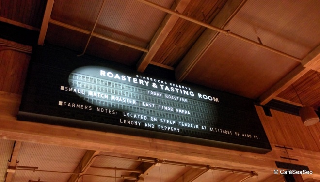 Starbucks Reserve Roastery & Tasting Room - Train station style split-flap display, constantly updating with the beans being roasted