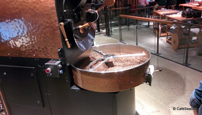 Starbucks Reserve Roastery & Tasting Room - Coffee being roasted in the roaster